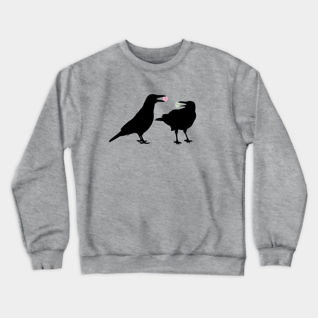 Valentine Candy Heart Crows Crewneck Sweatshirt by cottoncanvas